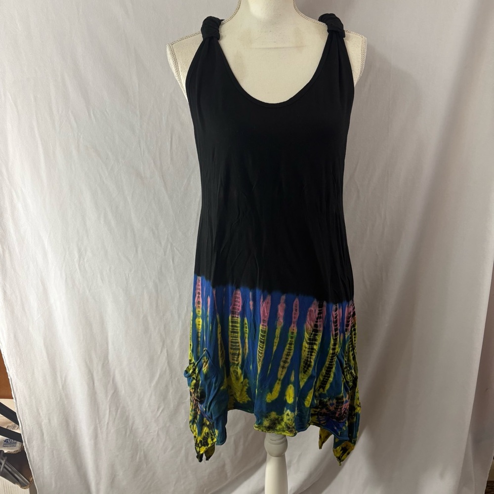 Advance Apparels Black and Blue Tie-Dye Dress